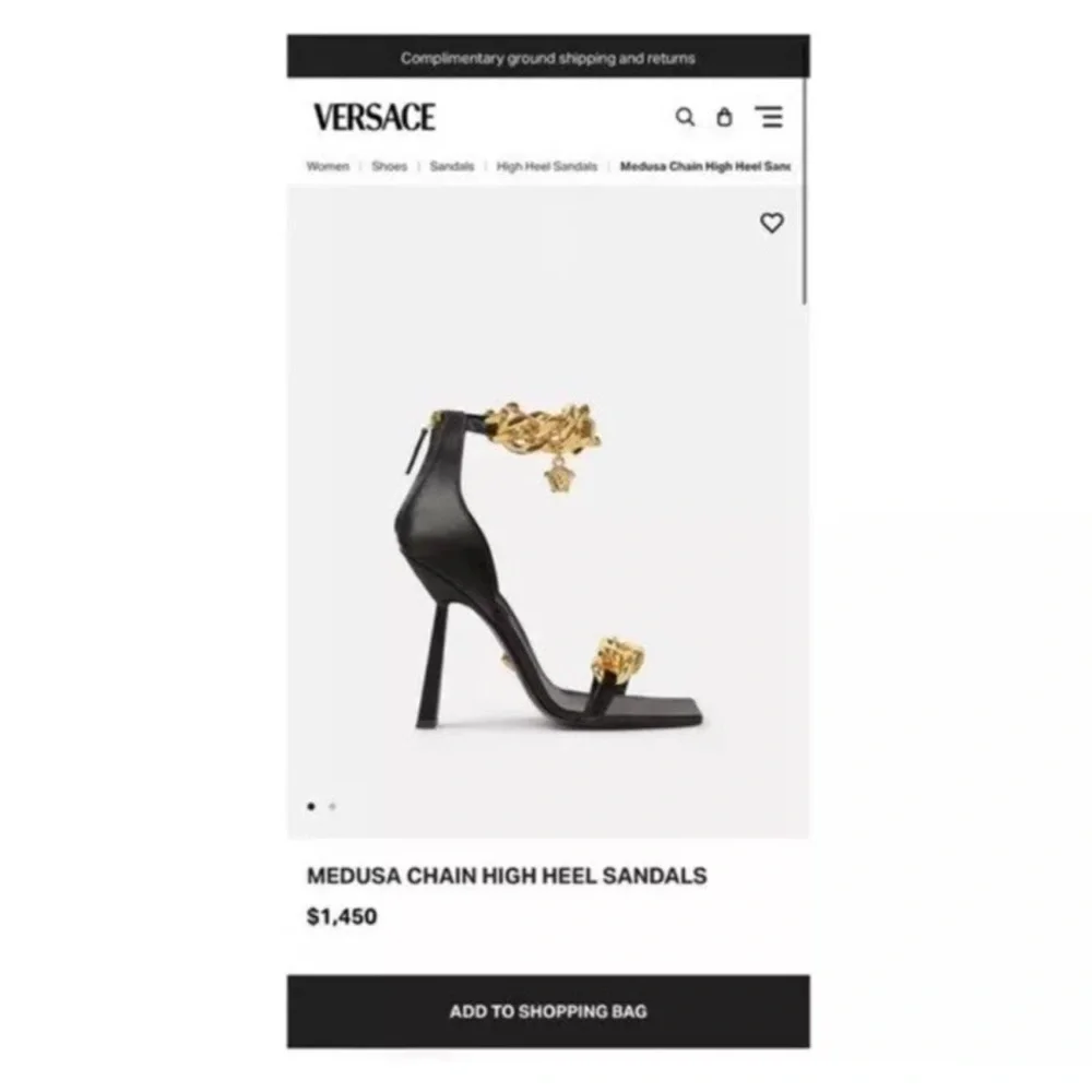 New! VERSACE Medusa Chain Square Toe Heels Pink Leather Gold Hardware Sandals - Picture 5 of 14